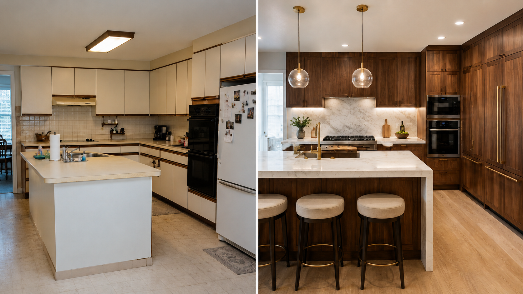 Walnut & Marble Kitchen
