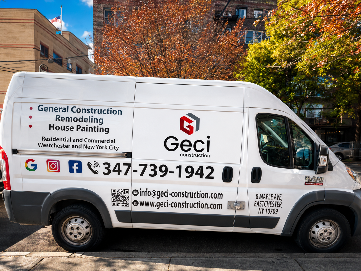 Geci Construction branded work truck